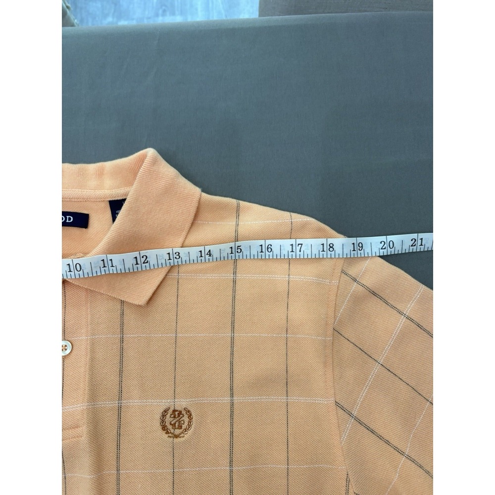 Izod Mens Golf Polo Shirt - Size L- Creamsicle Peach Orange Grid Pattern 4538111 - Picture 3 of 11